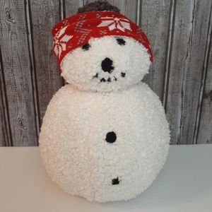 Pottery Barn Cozy Archie Snowman Shaped Pillow Holiday Christmas